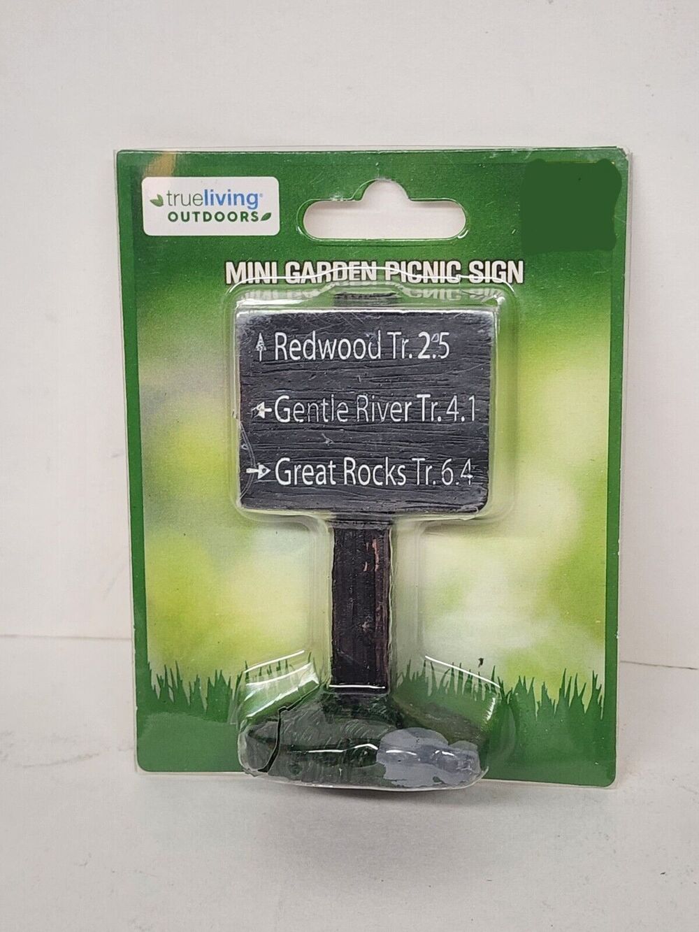 Miniature Garden Pointing Arrows On A Tree Trail Head Marker Sign